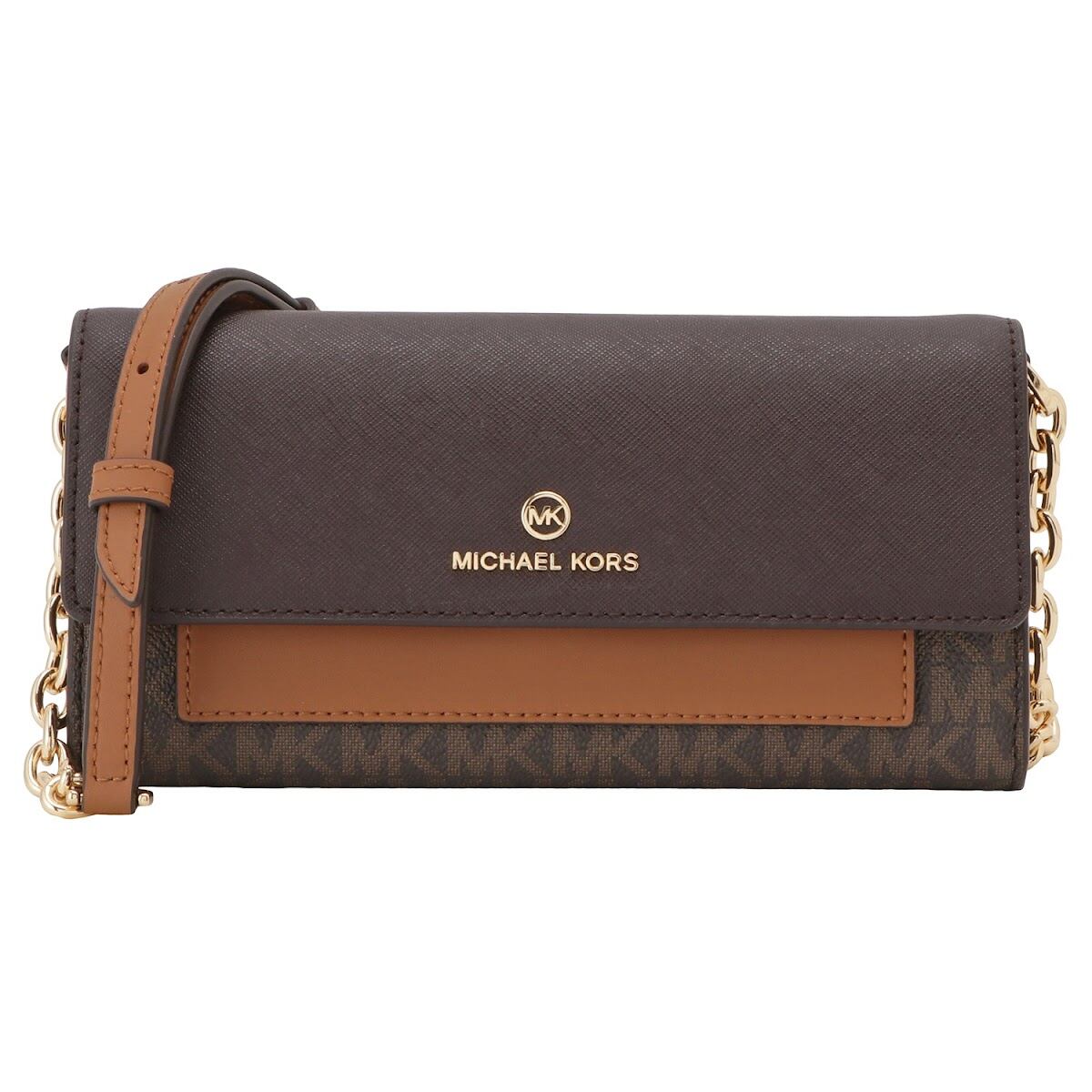 マイケルコース MICHAEL KORS 32H1GT9C8B 252 BRN/ACORN カラーブロック MKシグネチャー お財布 ショルダーバッグ  クラッチバッグ ブラウン/アコーン レディース バッグチャーム JET SET CHARM