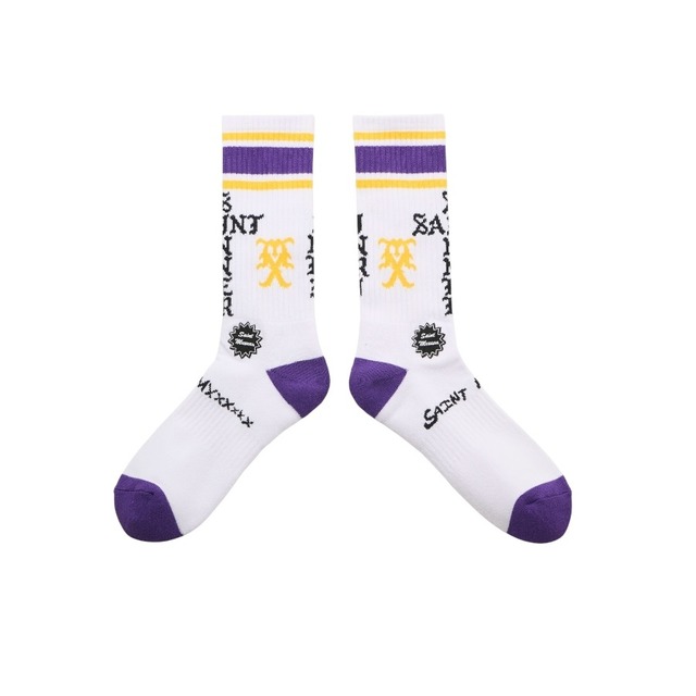【SAINT Mxxxxxx】A-STMICHAM25095SM-HR1-0000-110/SOCKS/SINNER/WHITE+PURPLE