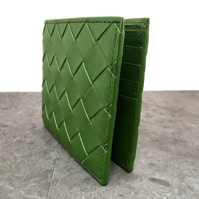 送料込み！ 未使用品 BOTTEGAVENETA 札入れ カーフ グリーン 63