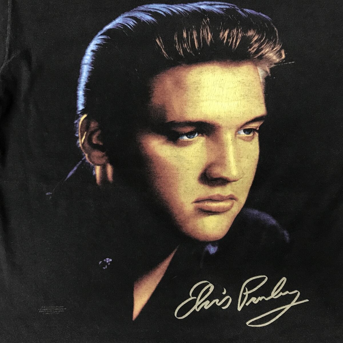 90年代 USA製 ELVIS PRESELEY GRACELAND エルビス プレスリー 半袖Ｔシャツ BIG フェイスフォトプリント ブラック M  古着屋 EAGLEBASE イーグルベイス Vintage＆Militaryを中心に古き良き時代のUSEDを通信販売