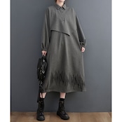 グレー コクーン ロングワンピース 00230