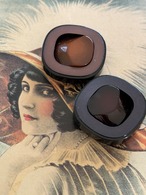Japanese Vintage ボタン 角なしスクウェア 25mm ブラウン/ボルドー カボション 昭和レトロ アクセサリーパーツ 装飾材 カルトナージュ