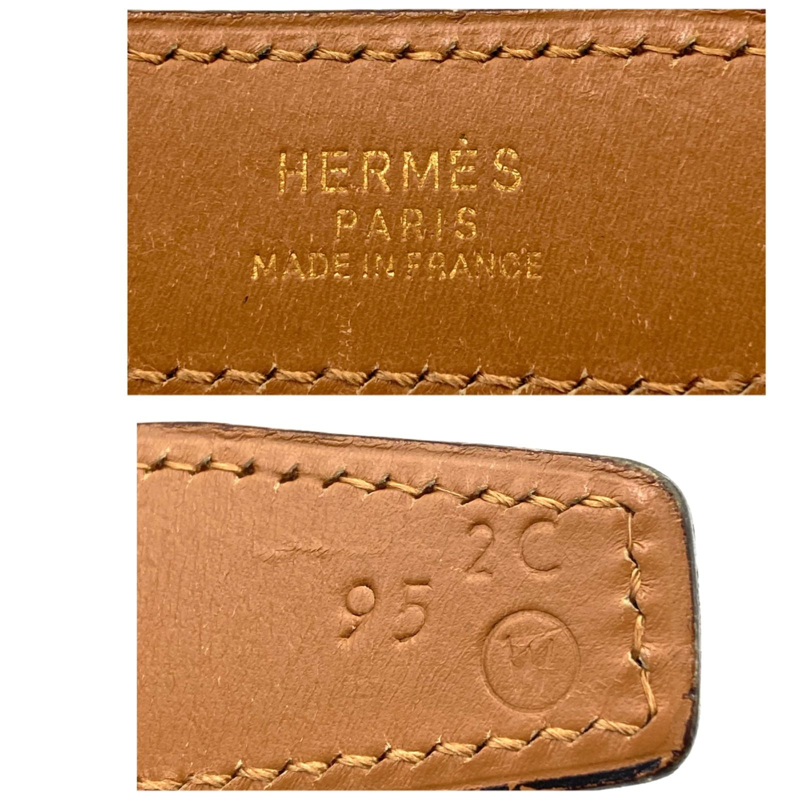 □稀少□HERMES エルメス レザーベルト ダークブラウン ゴールド金具
