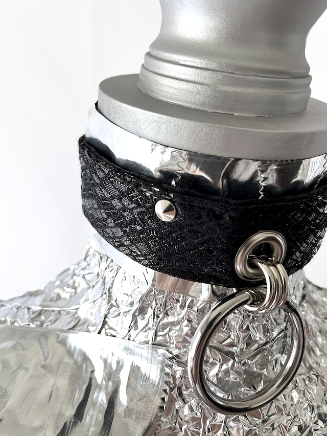 　Black Scale Pattern Choker with O-ring -small tiny messenger-　 黒ウロコチョーカー Oリング-小さなメッセンジャー-