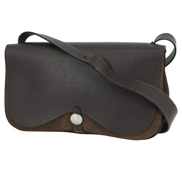 Vintage HERMES エルメス サック コロラド PM ヴァッシュ リエージュ トワルオフィシエ エベヌ ブラウン
