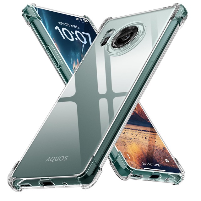 WOYSOBA 適合 AQUOS R8 用ケース 耐衝撃 グラデーション TPU 衝撃吸収 クリア