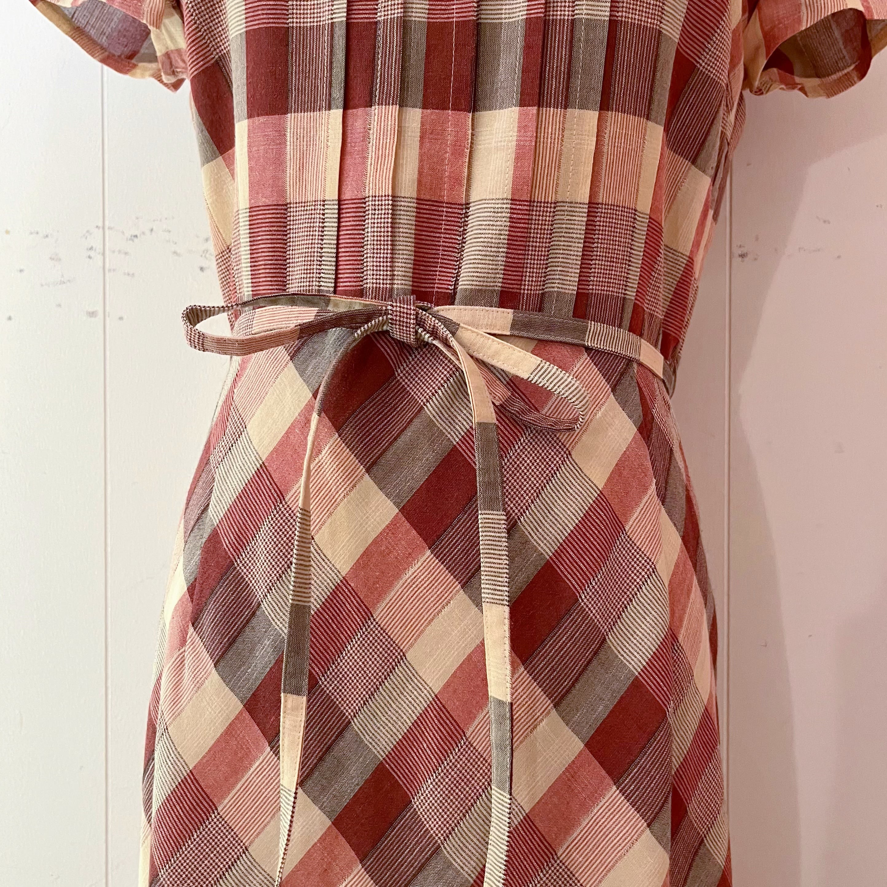 autumn block check one-piece