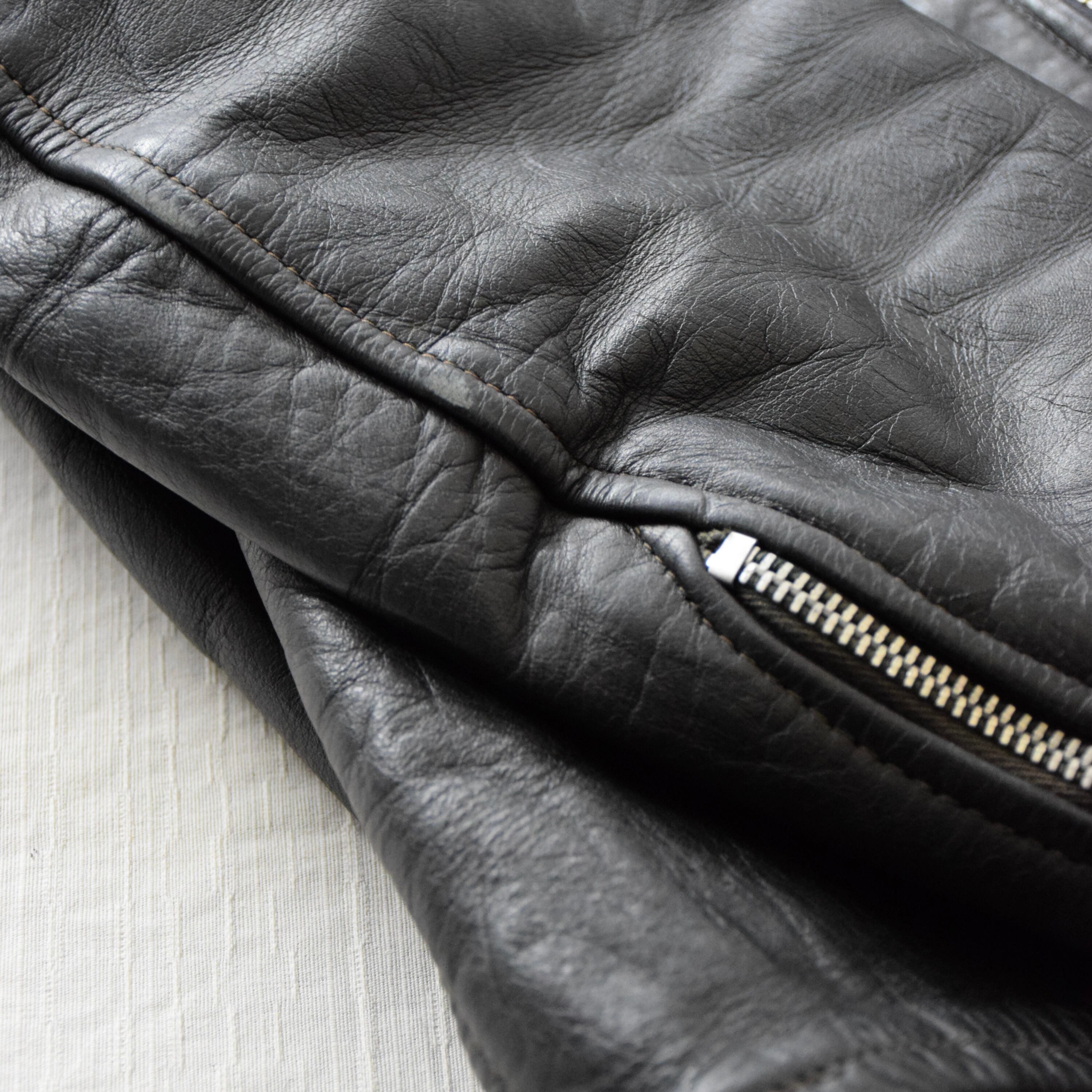 70's GENUINE LEATHER レザージャケット メンズ 40 ブラック