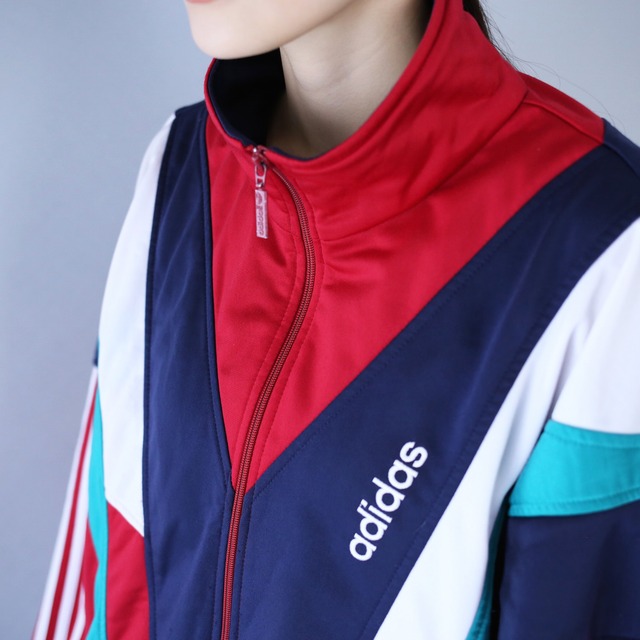 "90's adidas" multi switching loose silhouette track jacket