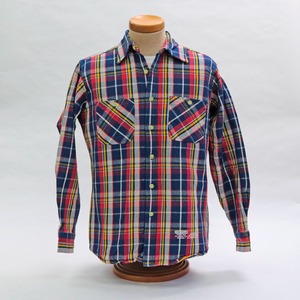 BS23F-1011 Retro Heavy Flannel Shirt / Navy x Red