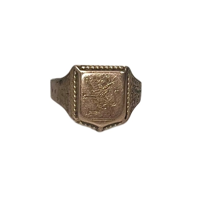 antique c1920 15ct gold intaglio ring " lion rampant "