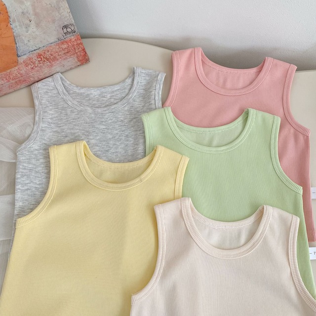 【BABY】パステルカラー無地リブノースリーブTシャツ - 9