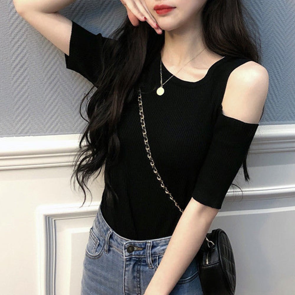 肩出し ニット トップス レディース 春夏 韓国 大人 きれいめ おしゃれ かわいい 肌見せ ストレッチ フェミニン 大人可愛い 大人女子