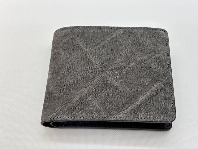 日本製 エレファントレザー × 姫路レザー 二つ折り財布 ショートウォレット 本革(5171ur)  [カラー: グレー]