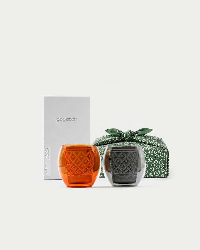 【Father's day Special Gift Wrapping SET】KIRIKO × DOUBLE WALL GLASS “ Fuwan ”