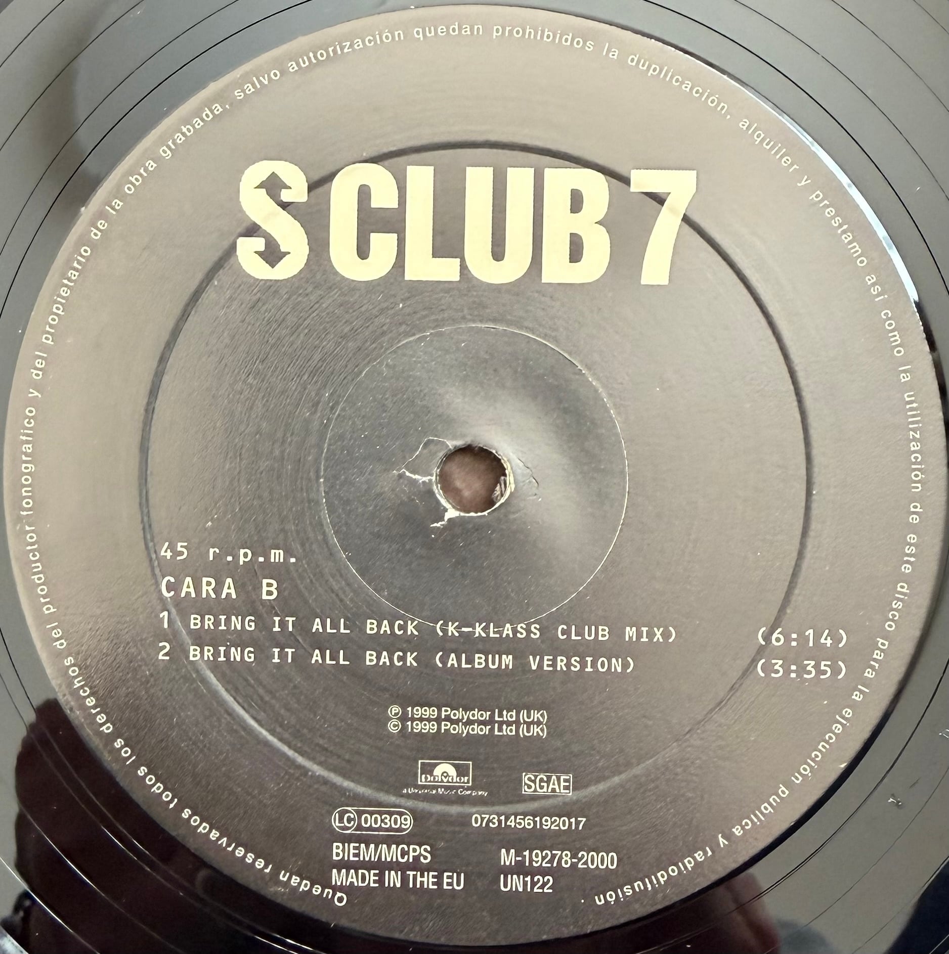 1999] S Club 7 – Bring It All Back [Polydor] | Vehicle Records