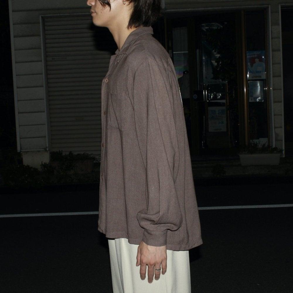 Vintage L/S Loop Collar Rayon Gabardine Shirt [1960s-] [Strad-O