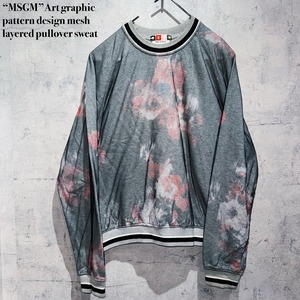 “MSGM”Art graphic pattern design mesh layered pullover sweat