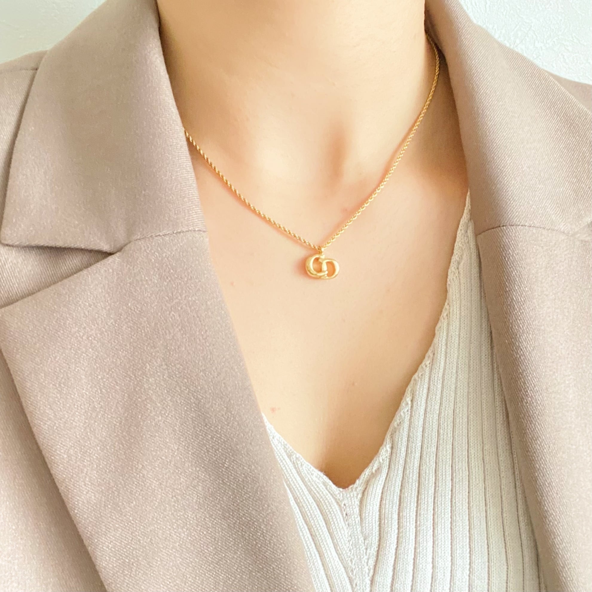 N7007】Christian Dior simple small CD necklace/クリスチャン N7007】Christian Dior simple small CD necklace/クリスチャン