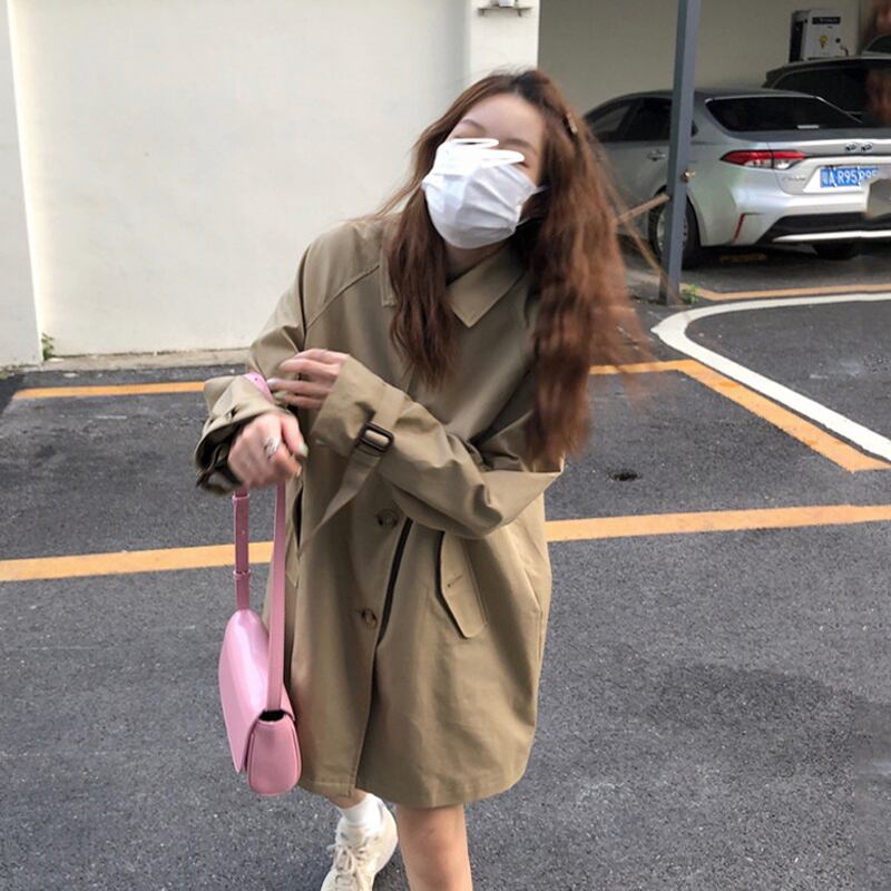 カーキスプリングオータムルーズコート 春物 秋物 試着室75537417127