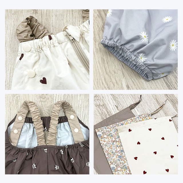 【メール便】プレイウェア ファスナー 防水 調節可能 お砂場着 80-100cm対応 かわいい ベビー服 出産祝い プレゼント dk105