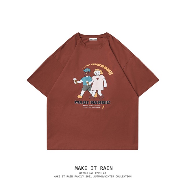 スタイルレディーススタンダードTシャツ プリント レトロ ストリート MAKE_ITRAIN57929165046
