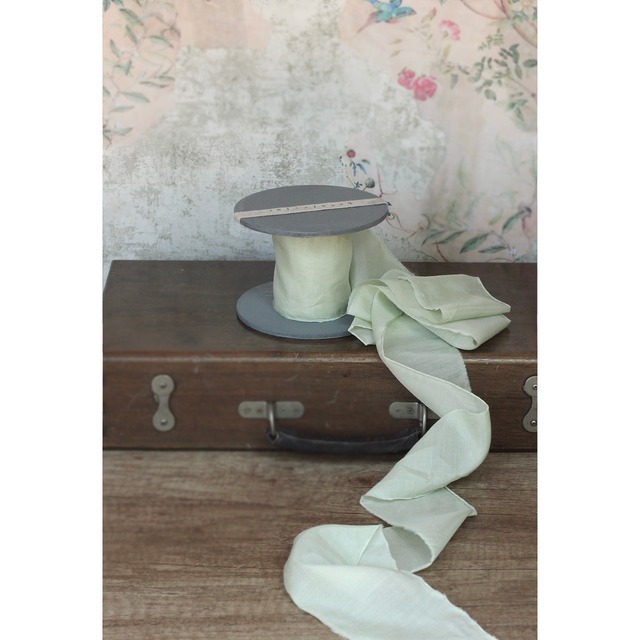 COTTON SILK コットンシルク リボン／4.opaline green オパラングリーン（幅/約70mm）