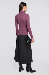 ロングスリーブ　モックネック　ウールシルク AGATA  ２、３サイズ