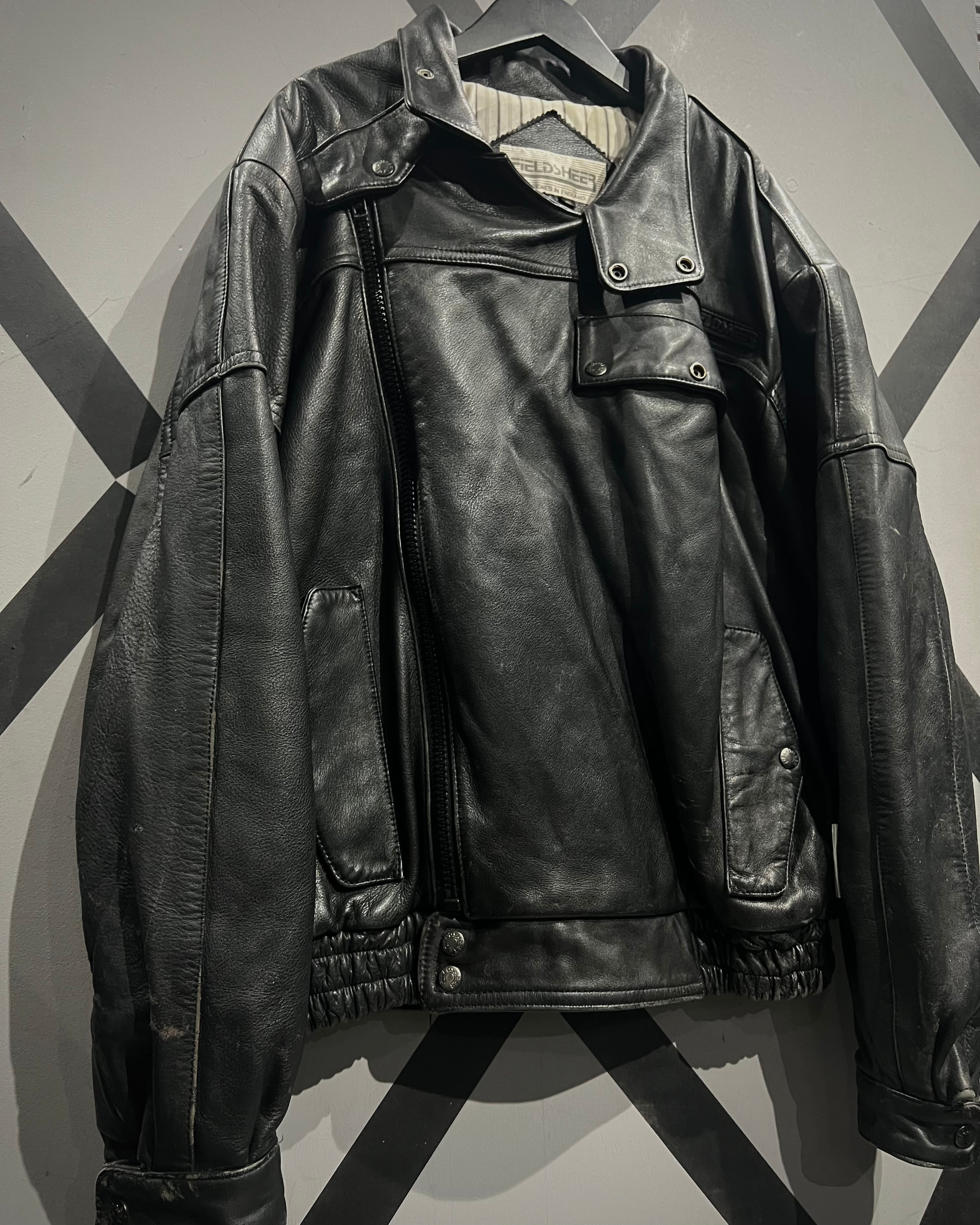 【vintage】レザージャケット下北沢VELVET購入 美品 X VINTAGE】Asymmetric Zip Design Vintage Leather Jacket | Caka
