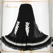 社交ダンス 衣装 スタンダード スカート レッスンウェア 練習着 maymay 白 黒 ブラック系 ホワイト系 花柄 レース 上品 シック かわいい ブラック ホワイト かわいいデザイン エレガント フレアスカート ダンスウェア ロングスカート ストレッチ ウエストゴム仕様 フォーマル ダンスレッスン 大人用 おしゃれ クリエイティブ レディース スタイル