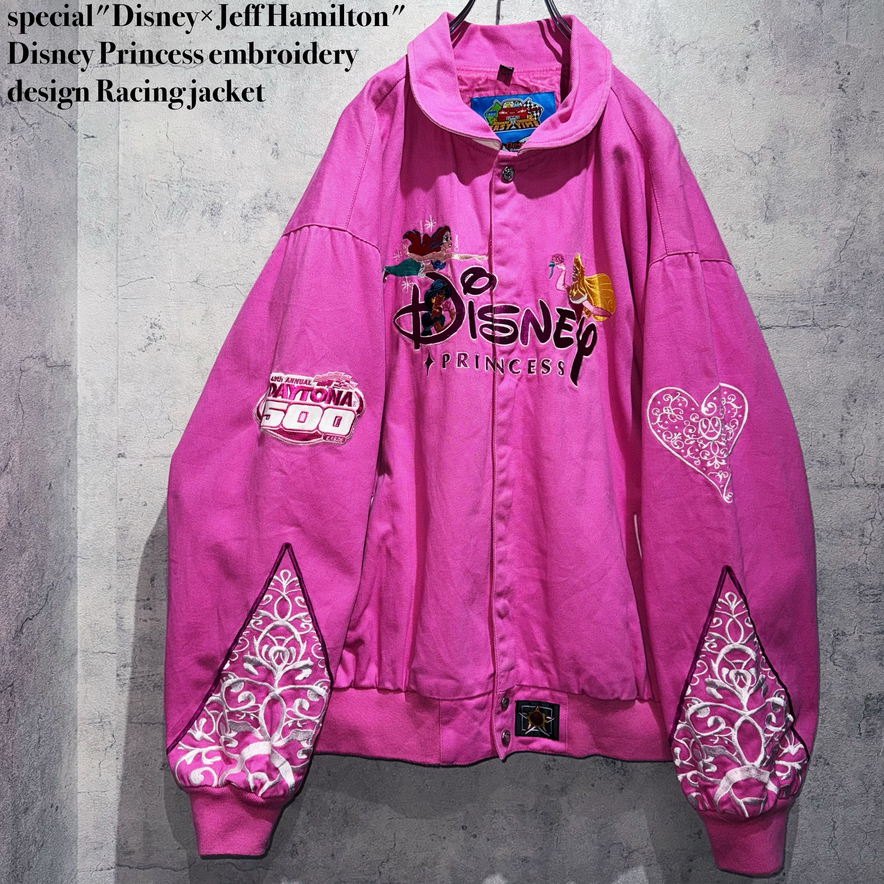special"Disney×Jeff Hamilton"Disney Princess embroidery design Racing jacket