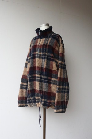 plaid boa half zip pullover