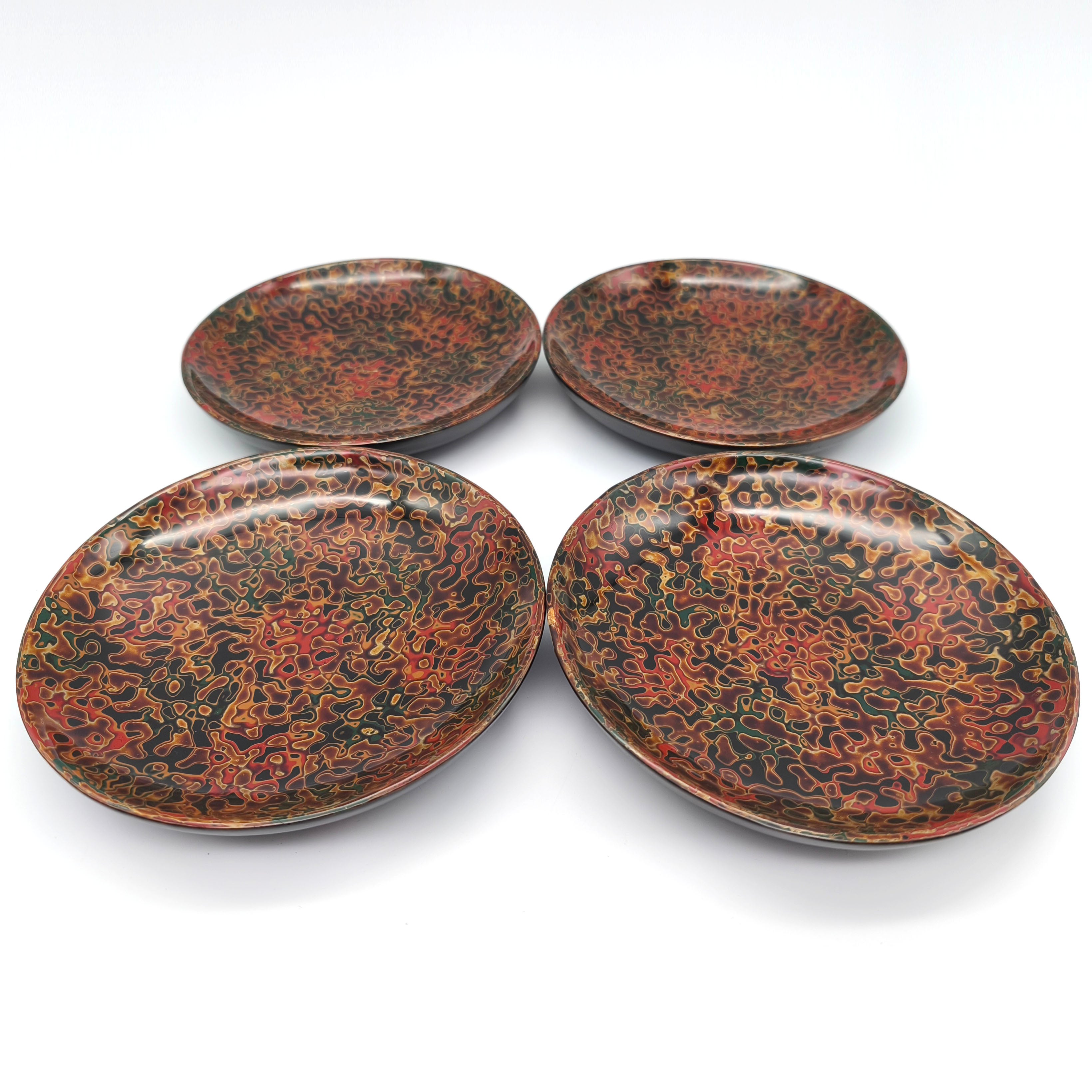 津軽塗（唐塗）バカ塗り・菓子器・銘々皿セット・漆器・伝統工芸・No