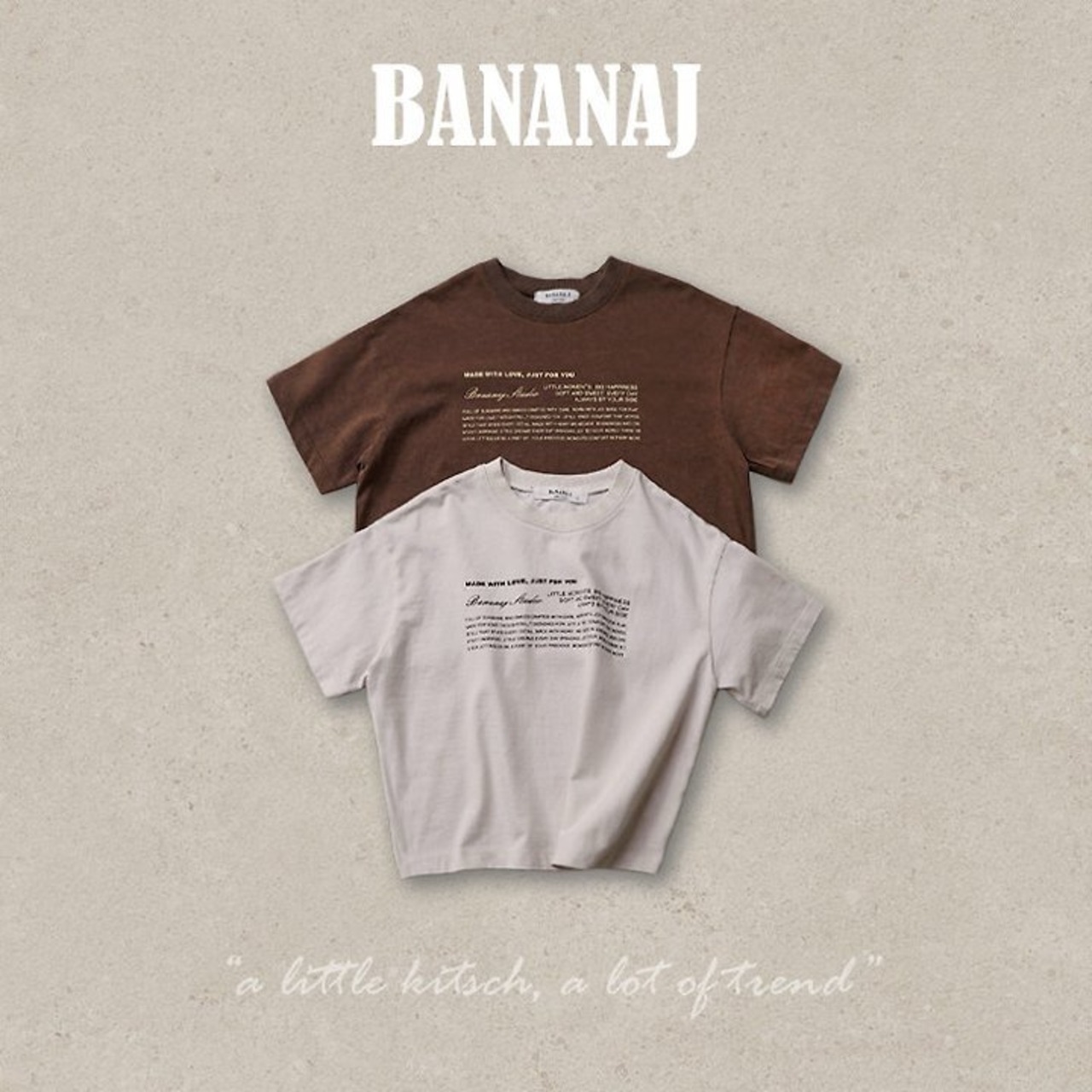 韓国子供服 / BANANA J / 26Autumn / ピグメント レタリングTシャツ / 秋服 / キッズ *XS~JS*