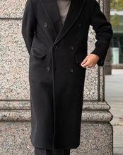 【縦長端正】ウール100%ロングチェスターコート