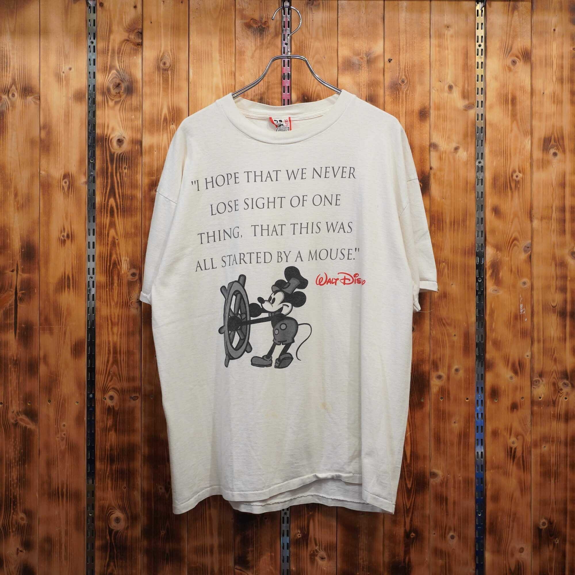 90s disney 蒸気船ウィリー Tシャツ L/XL /ミッキー ディズニー