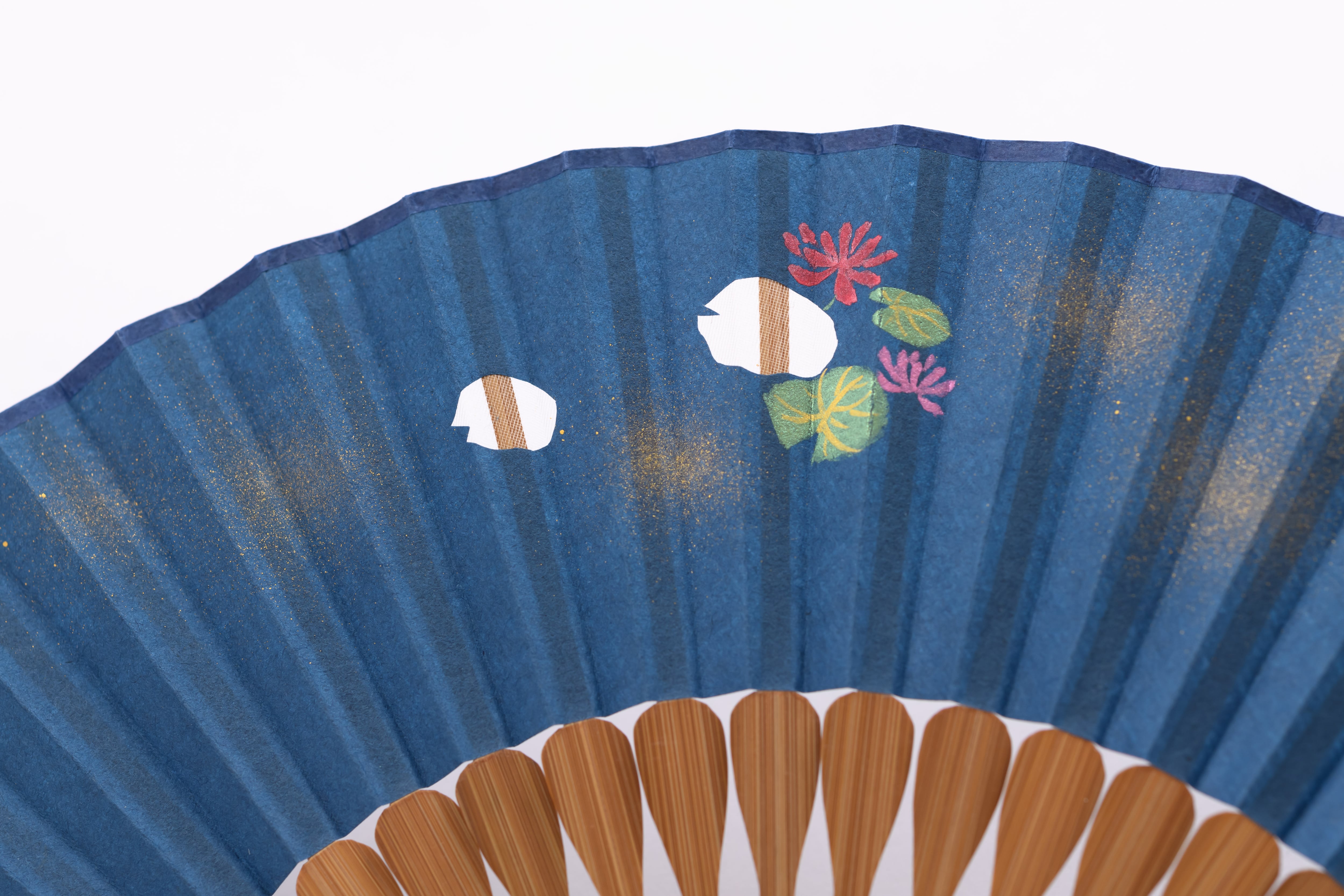 ポイントスカシ 睡蓮・紺 | 紗月扇 京都【オンラインショップ】 | 京