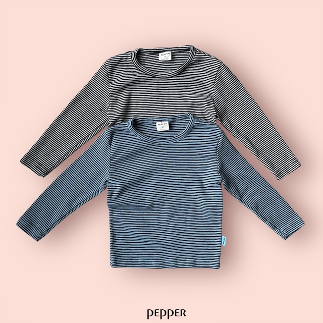 【取寄】pepper|stretchy stripe tee|モチモチボーダーT|XS-XL|kids|26 spring