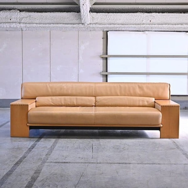 カンディハウス 70万「BOLS/ボルス」2人掛けソファ オーク材 本革 ラブソファ CONDEHOUSE 北欧スタイル 旭川 Hock【中古家具/中古インテリア/USED家具ユーズド家具/リサイクル】