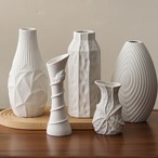 セラミック 花瓶 コールド 幾何学 陶器 白 フラワーベース デザイン インテリア オブジェ モダン ファセット カット