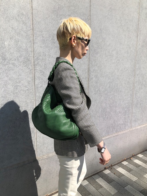 Bottega Veneta ボッテガ・ヴェネタ ショルダーバッグ グリーン レザー イントレチャート vintage ヴィンテージ オールド bt6kue