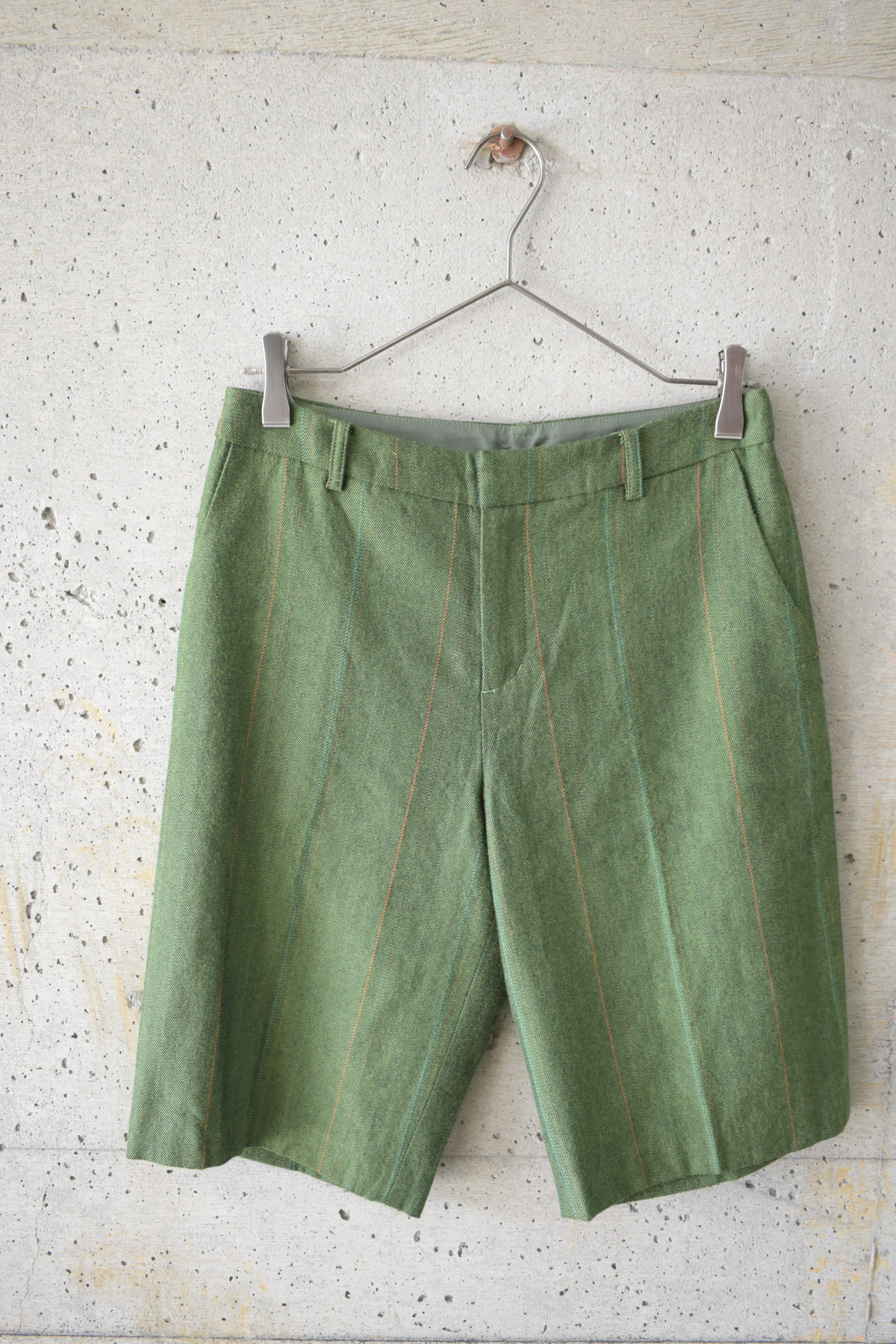 Green wool shorts