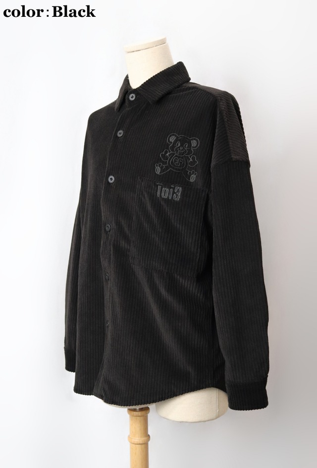 Bear corduroy long sleeve shirt（ベアー コーデュロイ  ロング スリーブ シャツ)【Green】
