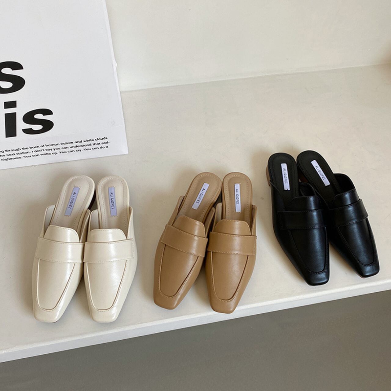 ローヒールミュールローファー a0432