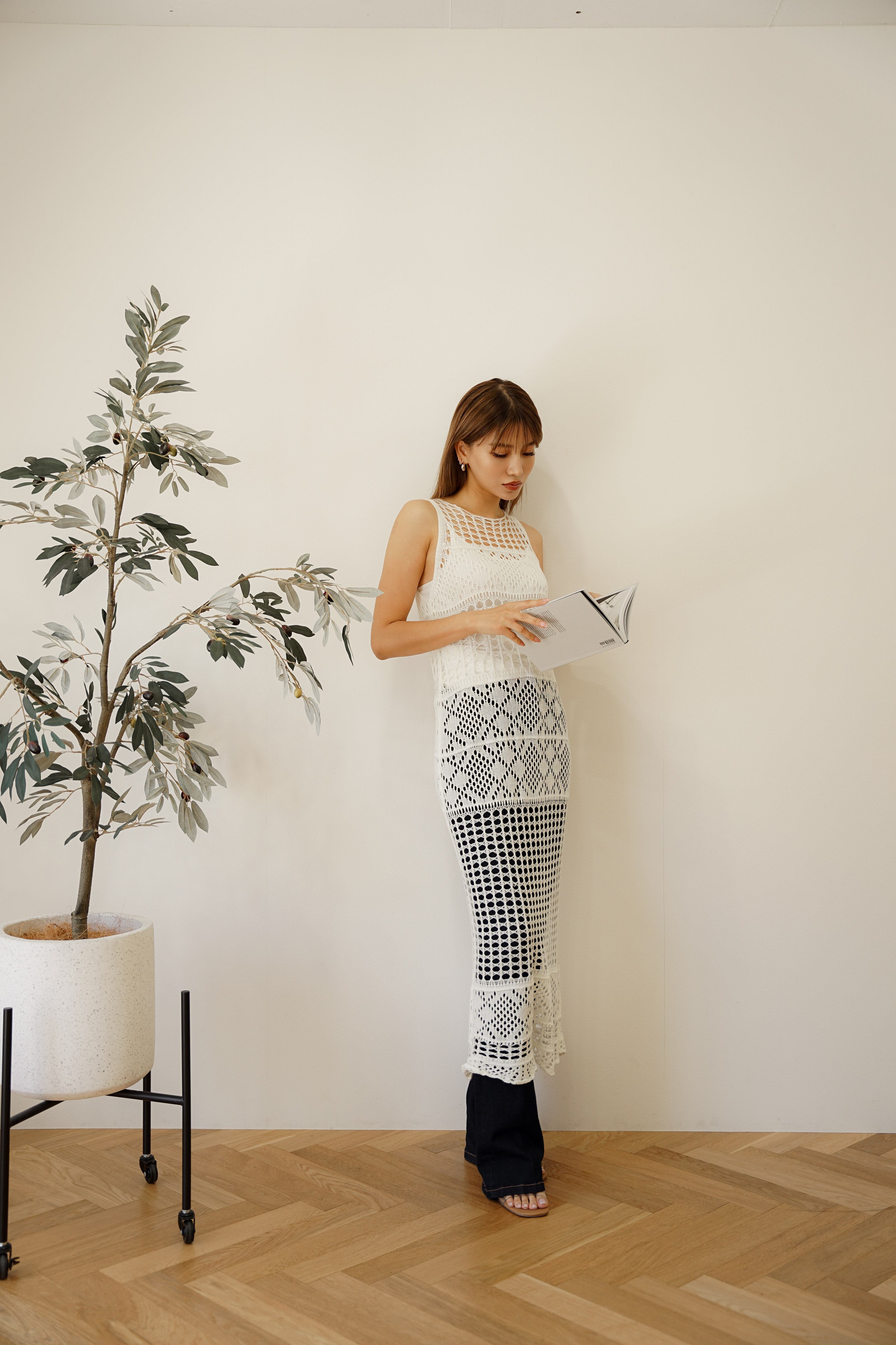 サマーニット かぎ編み ワンピース