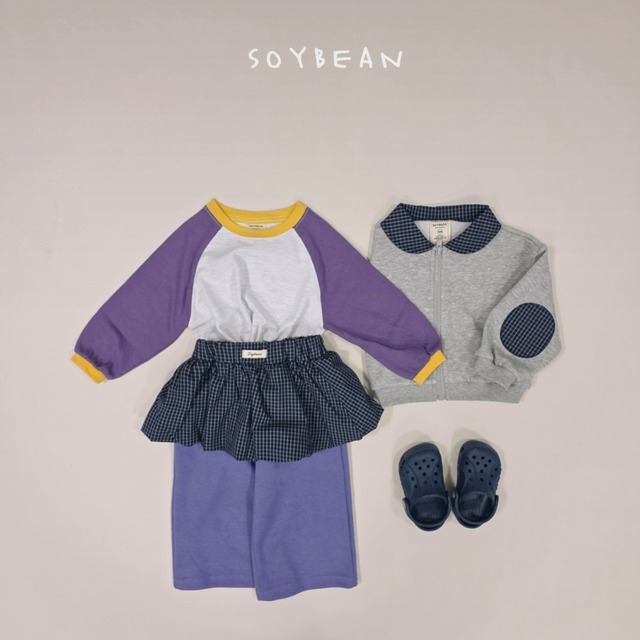 《送料無料》予約:チェックパンプキンワイドパンツ【soybean】※ジュニアサイズ