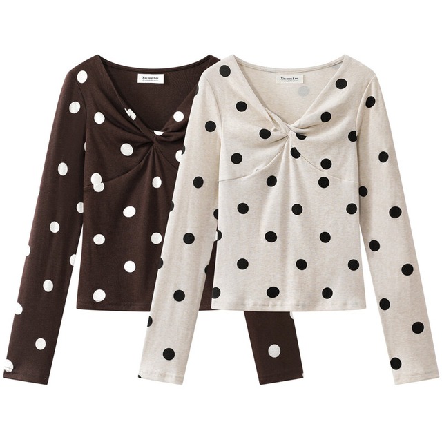 Dot twist neck tops　M1769