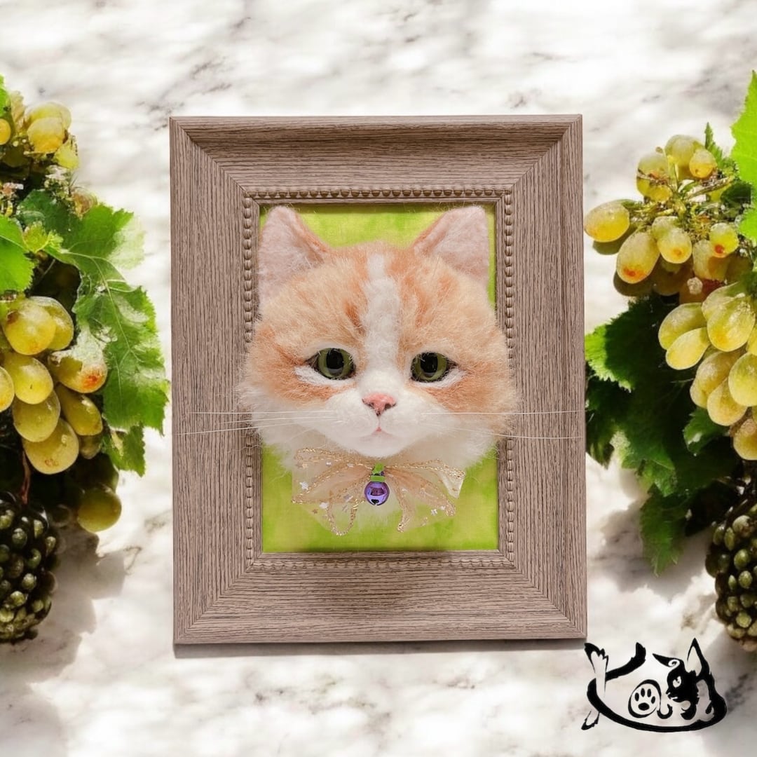 ✿あき様用✿羊毛フエルト✿ミニ額縁ふぅ✿ネコとチョウチョ✿ ✿あき様用✿羊毛フエルト✿ミニ額縁ふぅ✿ネコとチョウチョ✿