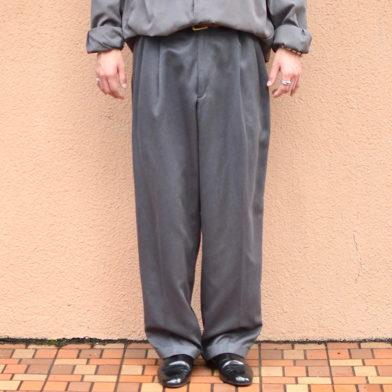 SAVANE "杢調" 2tuck slacks gray