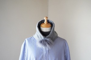 尾州織り100%カシミヤ ファーティペット　M/グレー